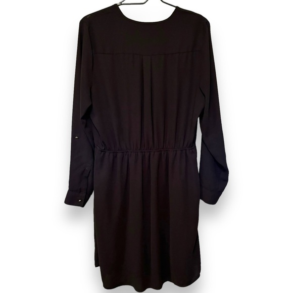 Apt. 9 Lightweight Drawstring Waist with Pockets Long Sleeve Black V-Neck Dress - Picture 15 of 16